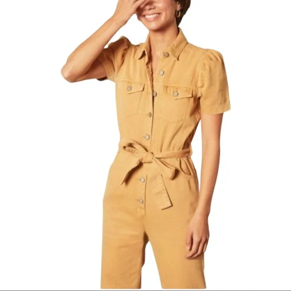 Boyish x Free People The Vincent Sm Yellow Gold Denim Utility Coveralls Jumpsuit - Picture 3 of 13